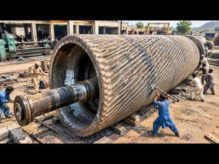 Massive Crusher Drum Restoration | Repairing, Cleaning & Rebuilding a Giant Crushing Roller